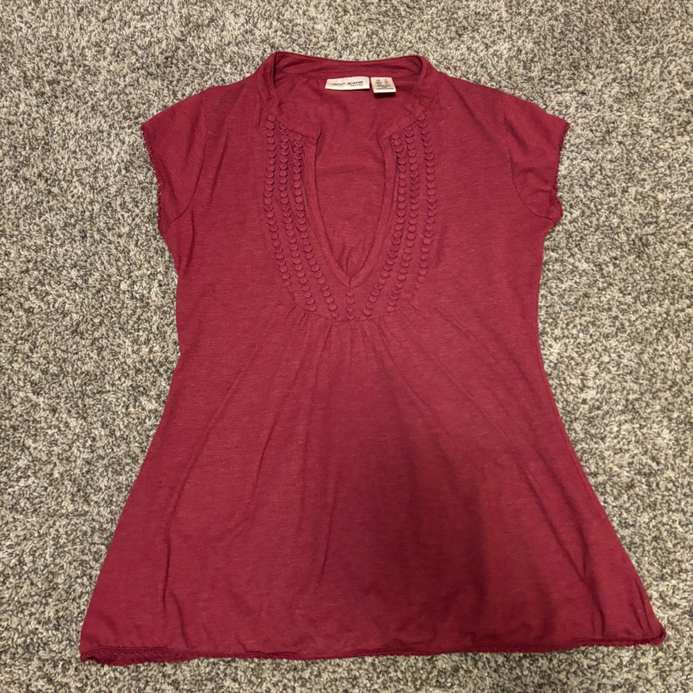 DKNY Burgundy Cap Sleeve Blouse
